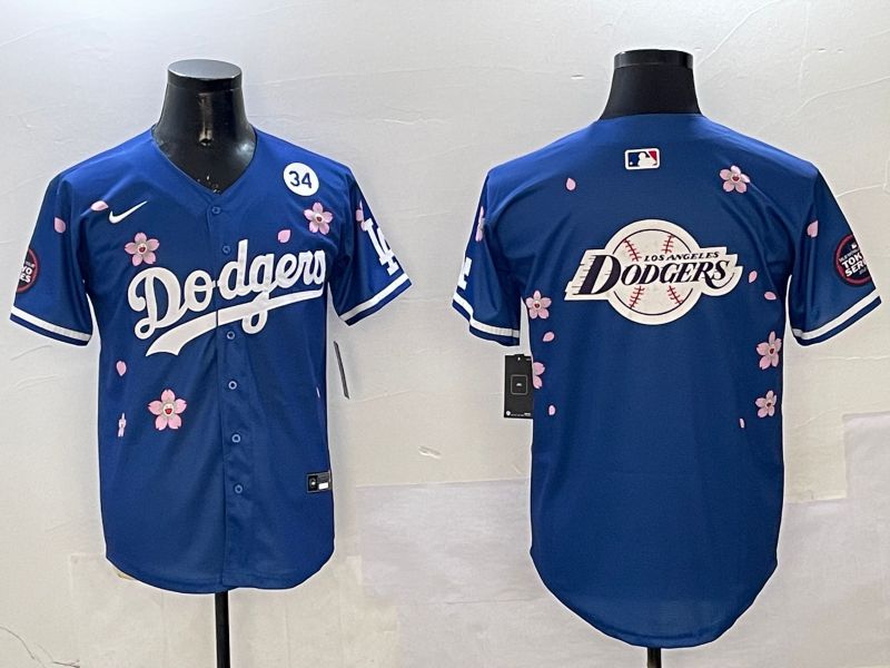 Men Los Angeles Dodgers Blank Blue Sakura Edition 2025 Nike MLB Jersey style 29->los angeles dodgers->MLB Jersey